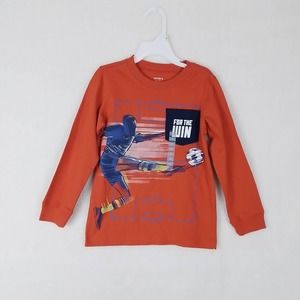 Carter's‎ Long Sleeve Cotton Graphic Tee Size 4 in Orange w/ Soccer Theme